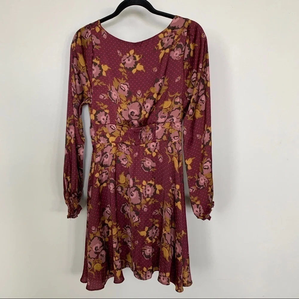 Free People Morning Light‎ Long Sleeve Mini Floral Dress Size 8